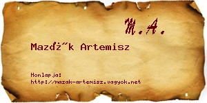 Mazák Artemisz névjegykártya